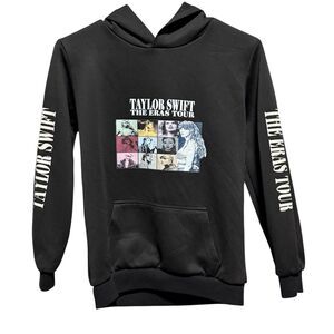 Taylor Swift Hoodie The Eras Tour Pullover Black Sweatshirt M Unisex (18”x32”)